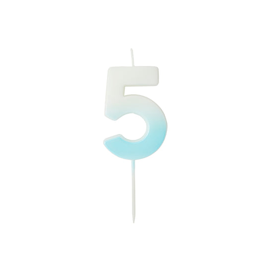 Blue Ombre Number '5' Candle