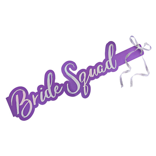 Purple 'Bride Squad' Paper Sash - Pack of 5