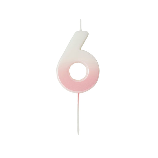 Pink Ombre Number '6' Candle