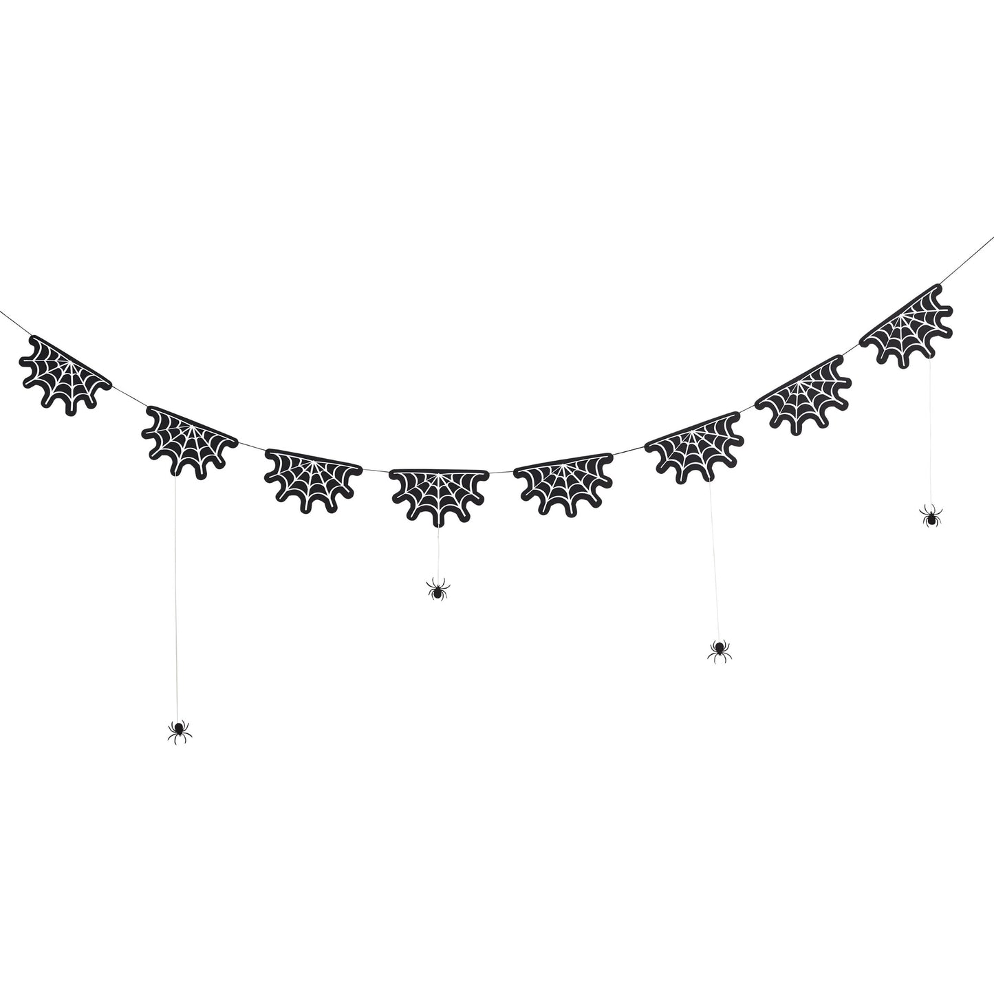 Cobweb Card Garland With Hanging Spiders 2m