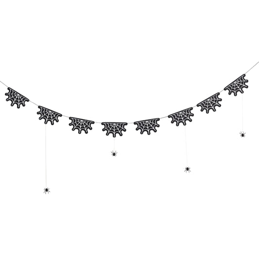 Cobweb Card Garland With Hanging Spiders 2m