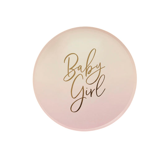 PAPER PLATES BABY GIRL 8PK PINK
