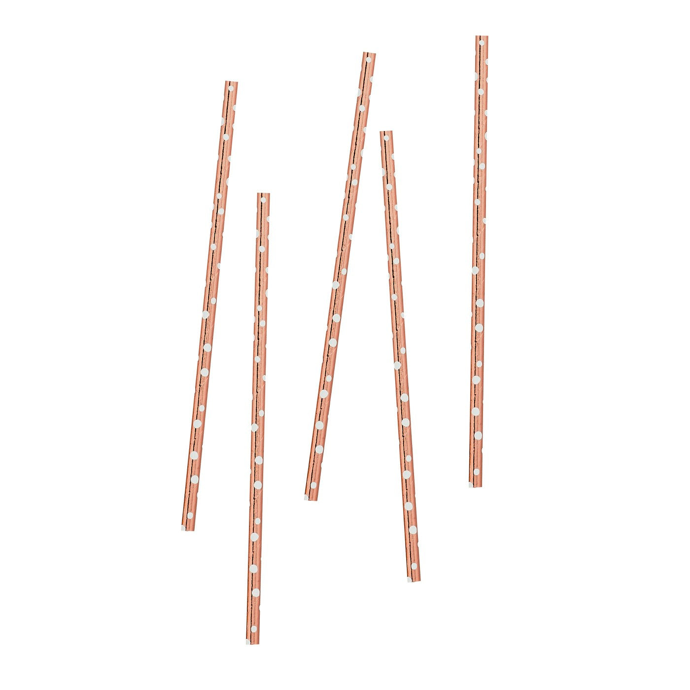 Rose Gold Spotted Paper Straws - Pack of 20