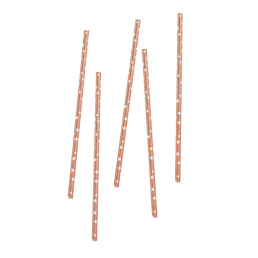 Rose Gold Spotted Paper Straws - Pack of 20
