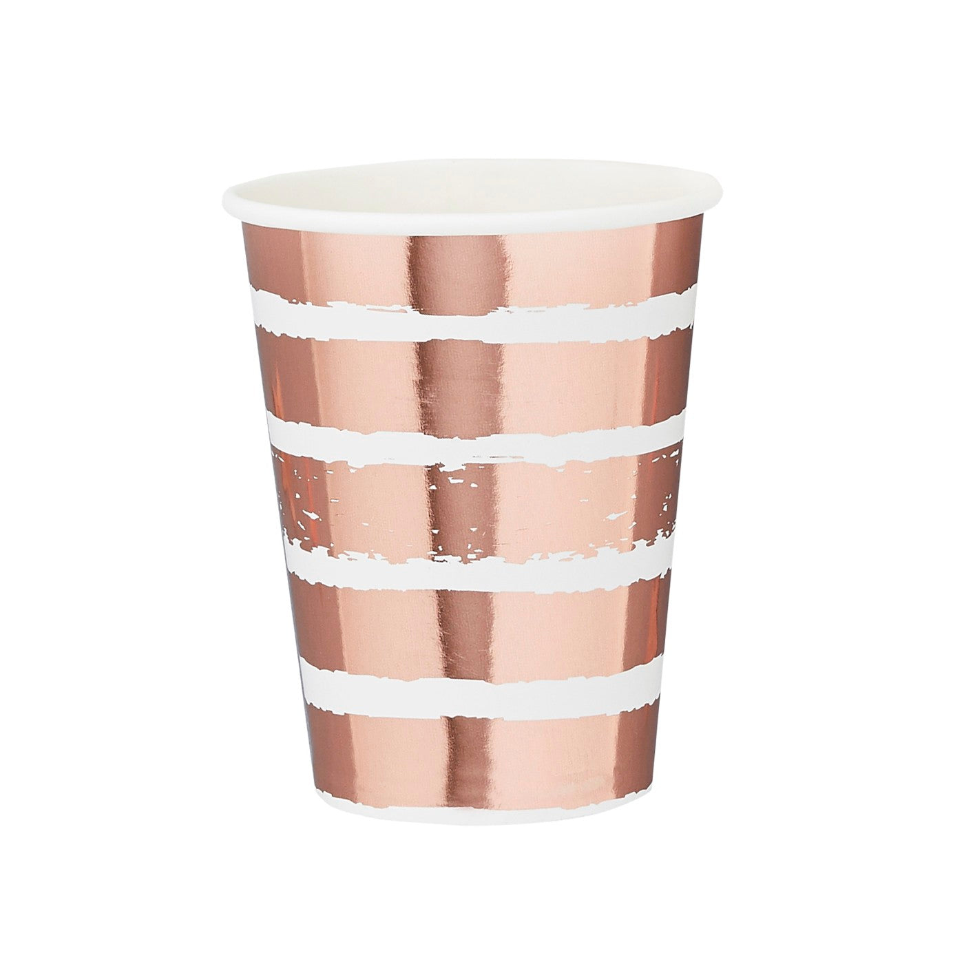 Rose Gold Striped Paper Cups - Pack of 8