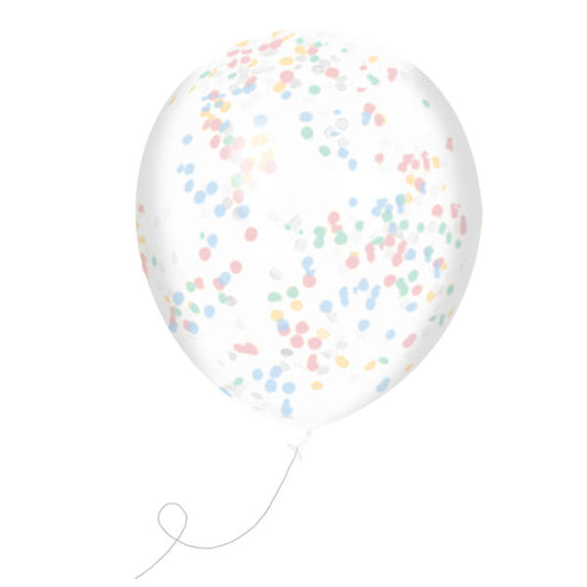 CONFETTI LATEX BALLOON 5PK 30CM WHTIE