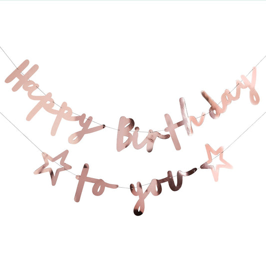 Rose Gold 'Happy Birthday To You' Card Banner x2 2m