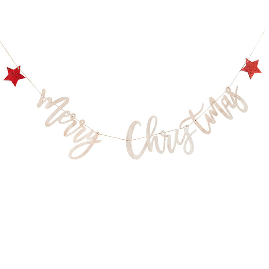 Wooden Merry Christmas Banner 2m