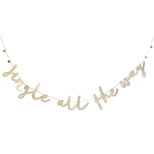 Gold 'Jingle All The Way' Bell Card Banner 2m