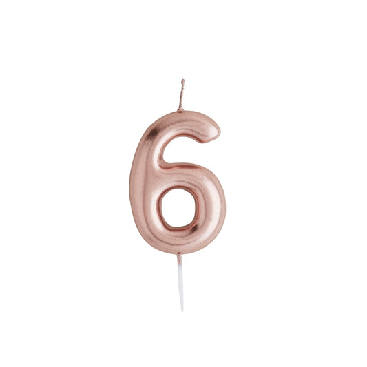 Rose Gold Number '6' Candle