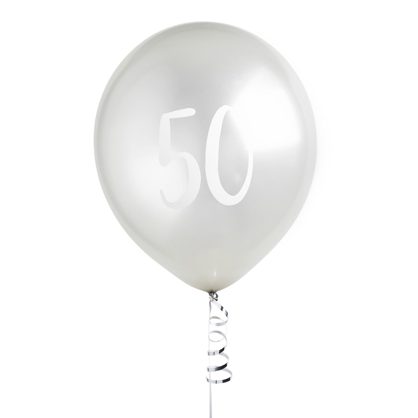 Silver Number '50' Latex 12" Balloons - Pack of 5