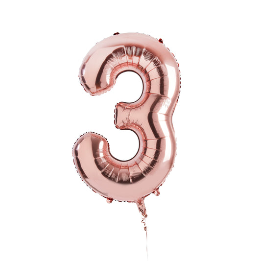 Rose Gold Number '3' Foil 34" Balloon