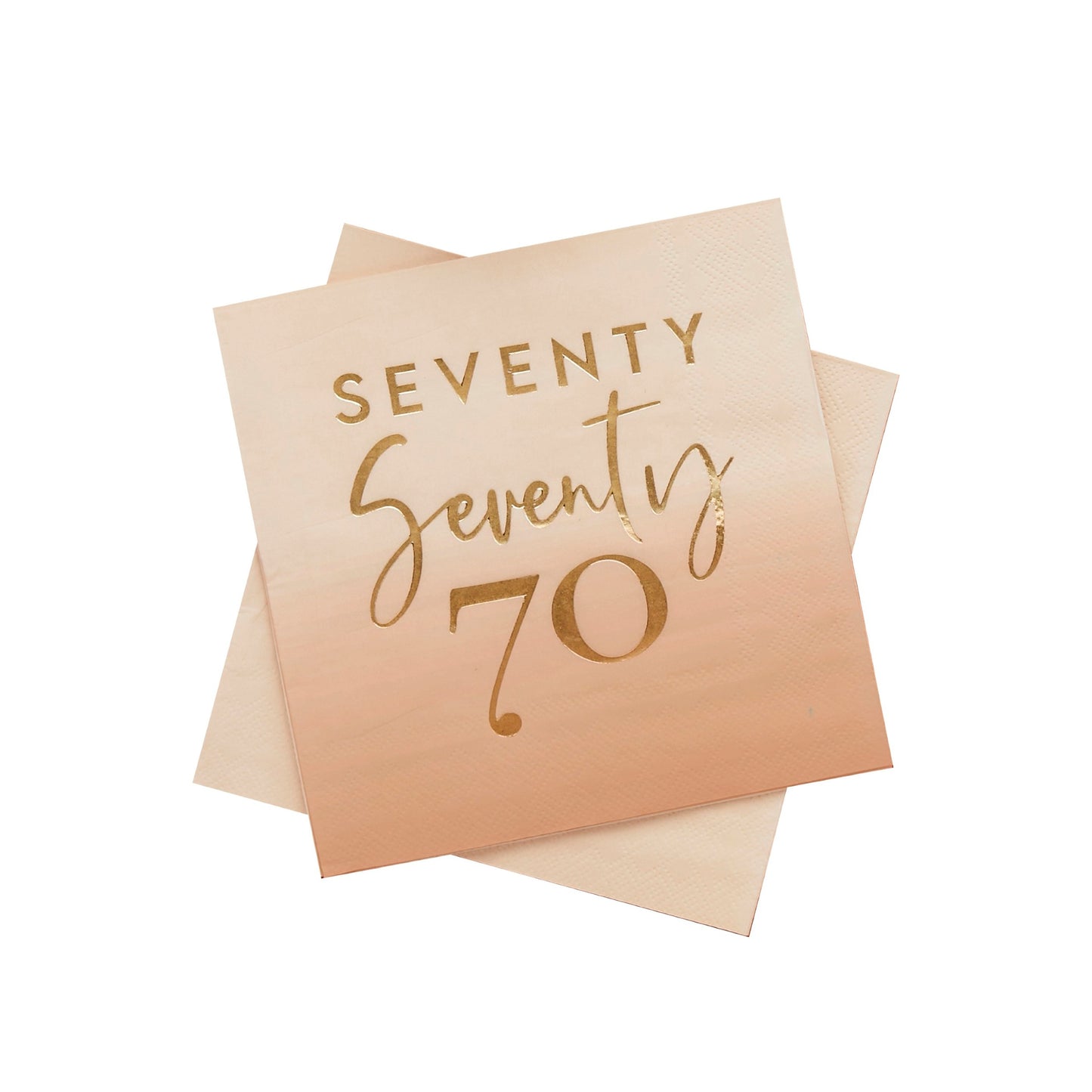Gold Foiled 'Seventy' Paper Napkins - Pack of 16
