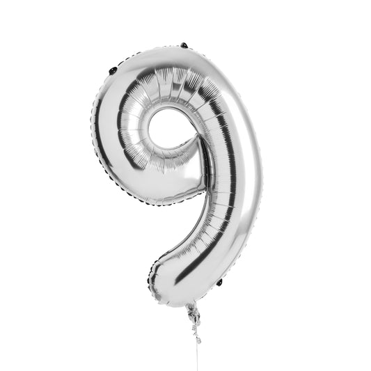 Silver Number '9' Foil 34" Balloon