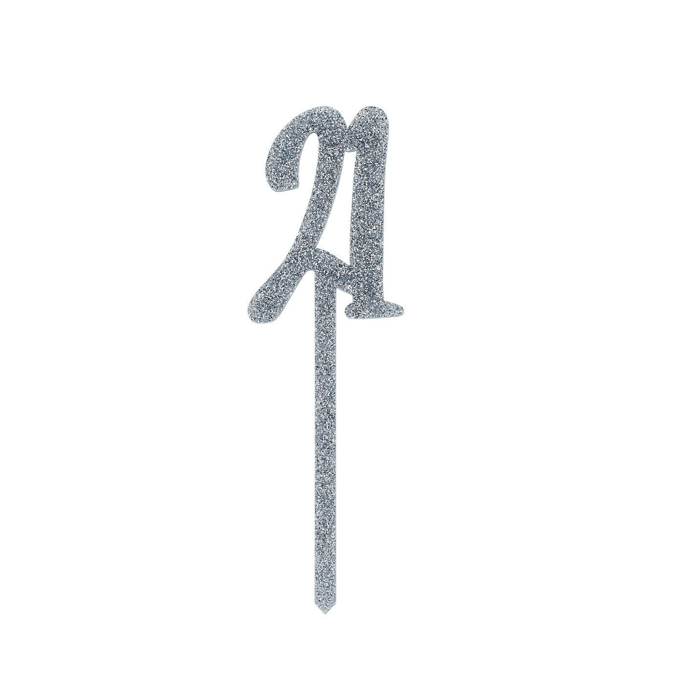 Silver Number '21' Glitter Acrylic Cake Topper