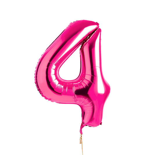 Hot Pink Number '4' Foil 34" Balloon