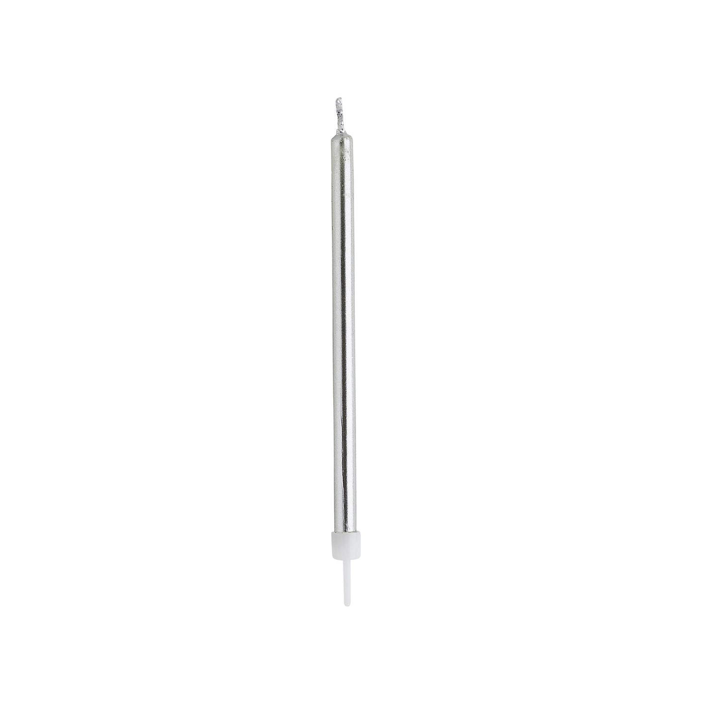 Silver Skinny Candles & Holders 12 Pack