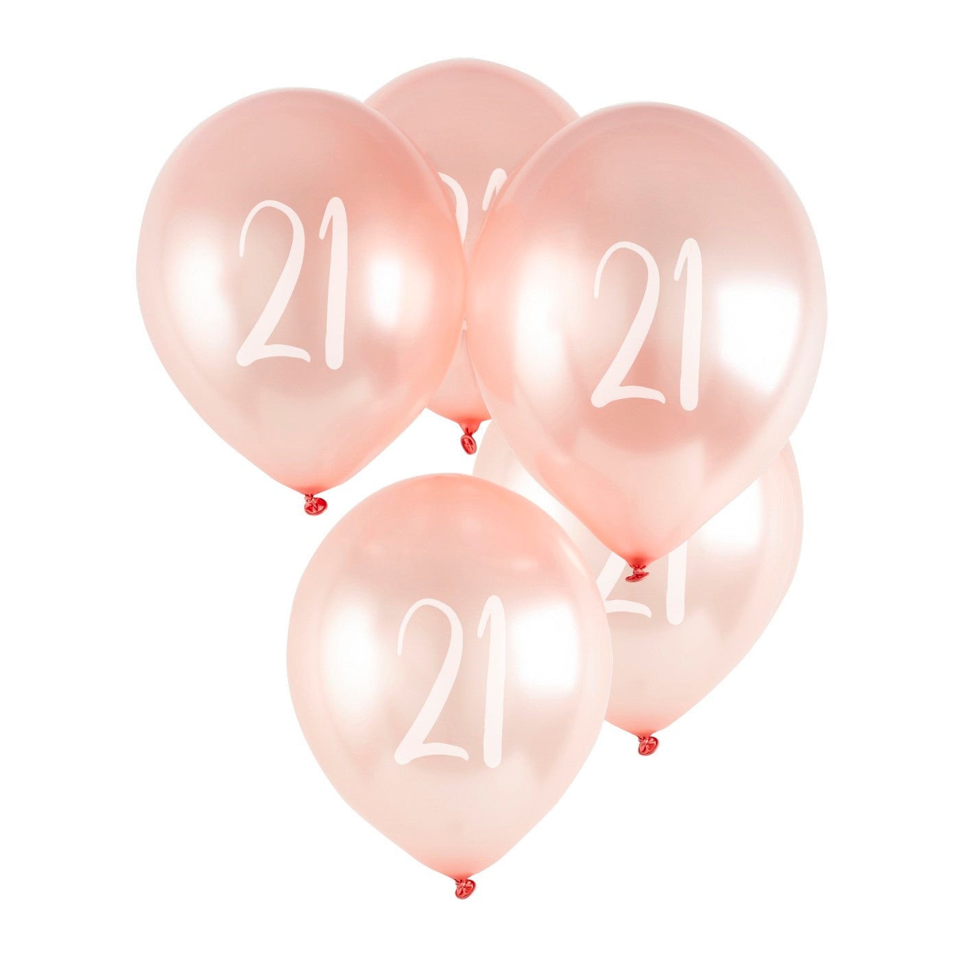 Rose Gold '21' Latex 12" Balloons 5 Pack