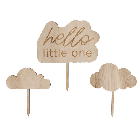 Hello Little One Wooden Cake Topper Set
