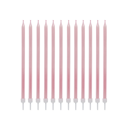 Pink Tall Skinny Candles - Pack of 12