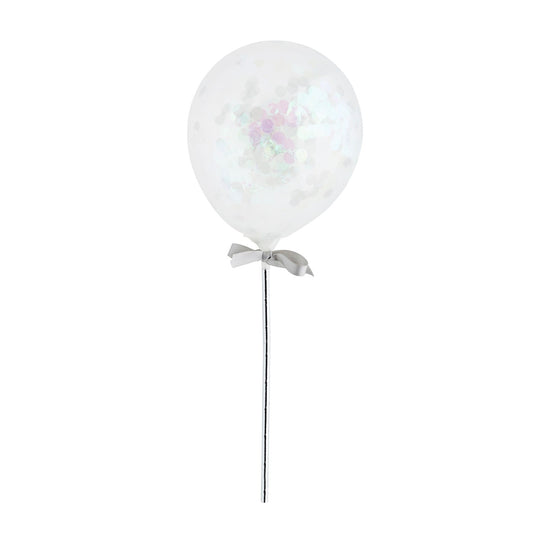 Iridescent Mini Confetti 5" Latex Balloons Wands - Pack of 5