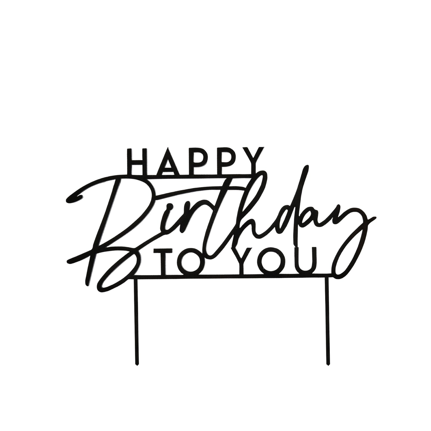 Black 'Happy Birthday To You' Acrylic Cake Topper