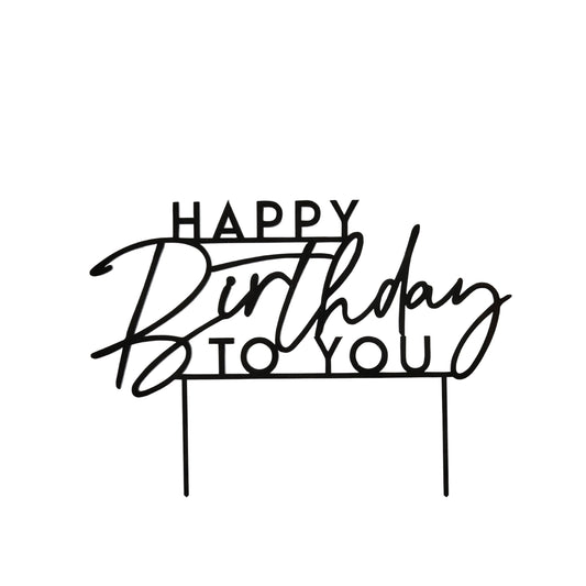 Black 'Happy Birthday To You' Acrylic Cake Topper