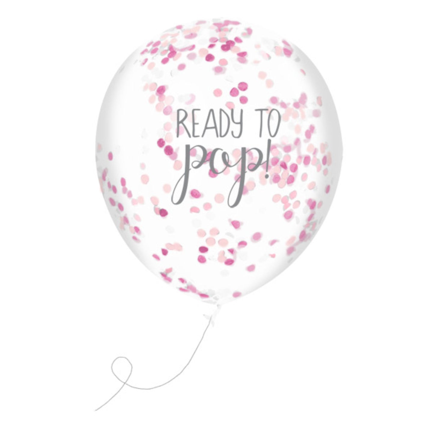 Pink 'Ready To Pop' Confetti Filled 12" Latex Balloons - Pack of 5