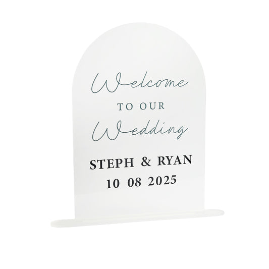 Monochrome 'Welcome To Our Wedding' Customisable Acrylic Sign