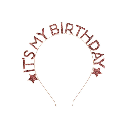 Rose Gold  'Happy Birthday' Glitter Metal Headband