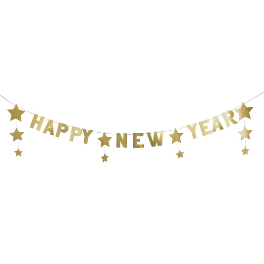 Happy New Year' Star Gold Card Banner 2m