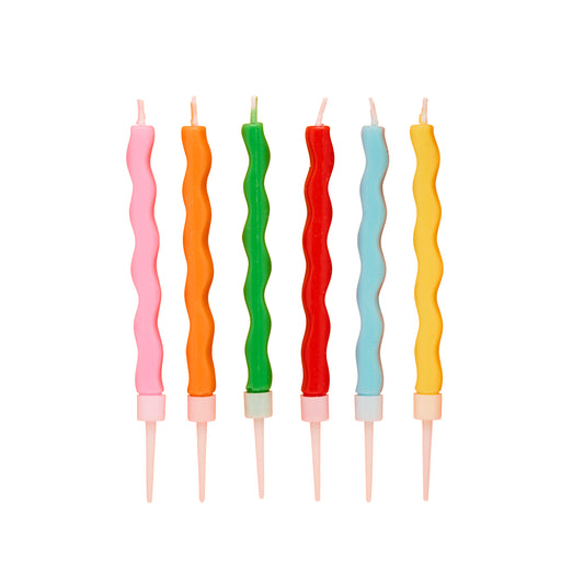 Playful Brights Wavy Wax Candles - Pack of 12