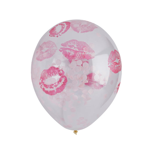 Lip Print Confetti 12" Latex Balloons - Pack of 5