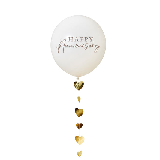 HAPPY ANNIVERSARY LATEX BALLOON & TAIL 46CM
