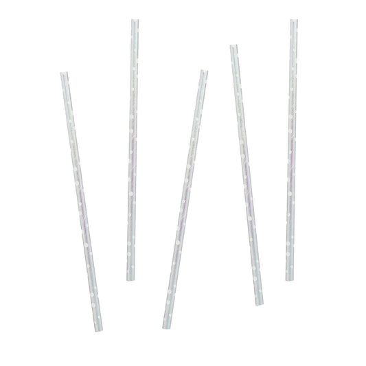 Iridescent Spotted Paper Straws - Pack of 20