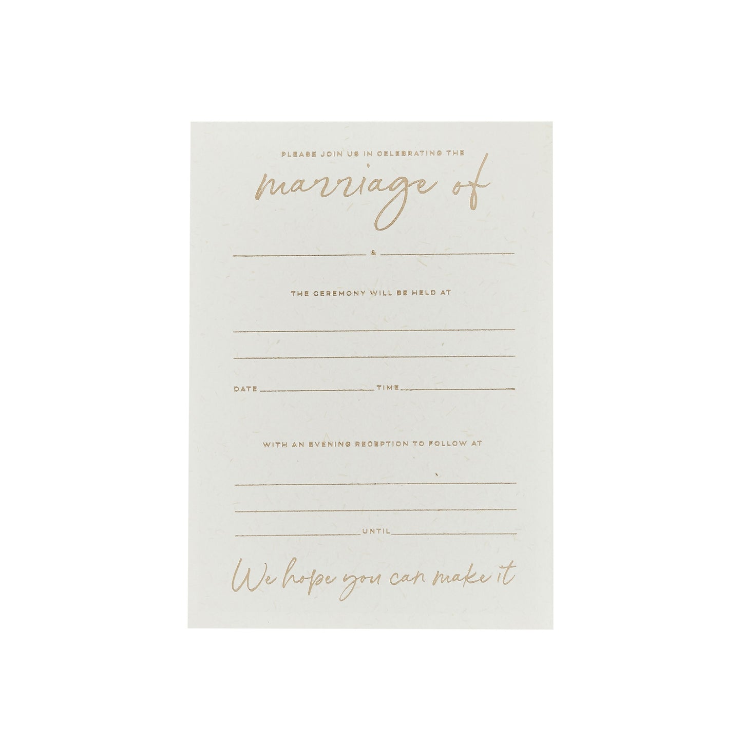 Gold Foiled Wedding Day Invitations - Pack of 20