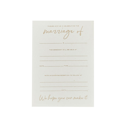 Gold Foiled Wedding Day Invitations - Pack of 20