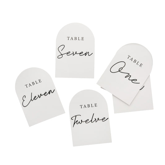 Monochrome Table Numbers With Acrylic 3D Letters - Pack of 12