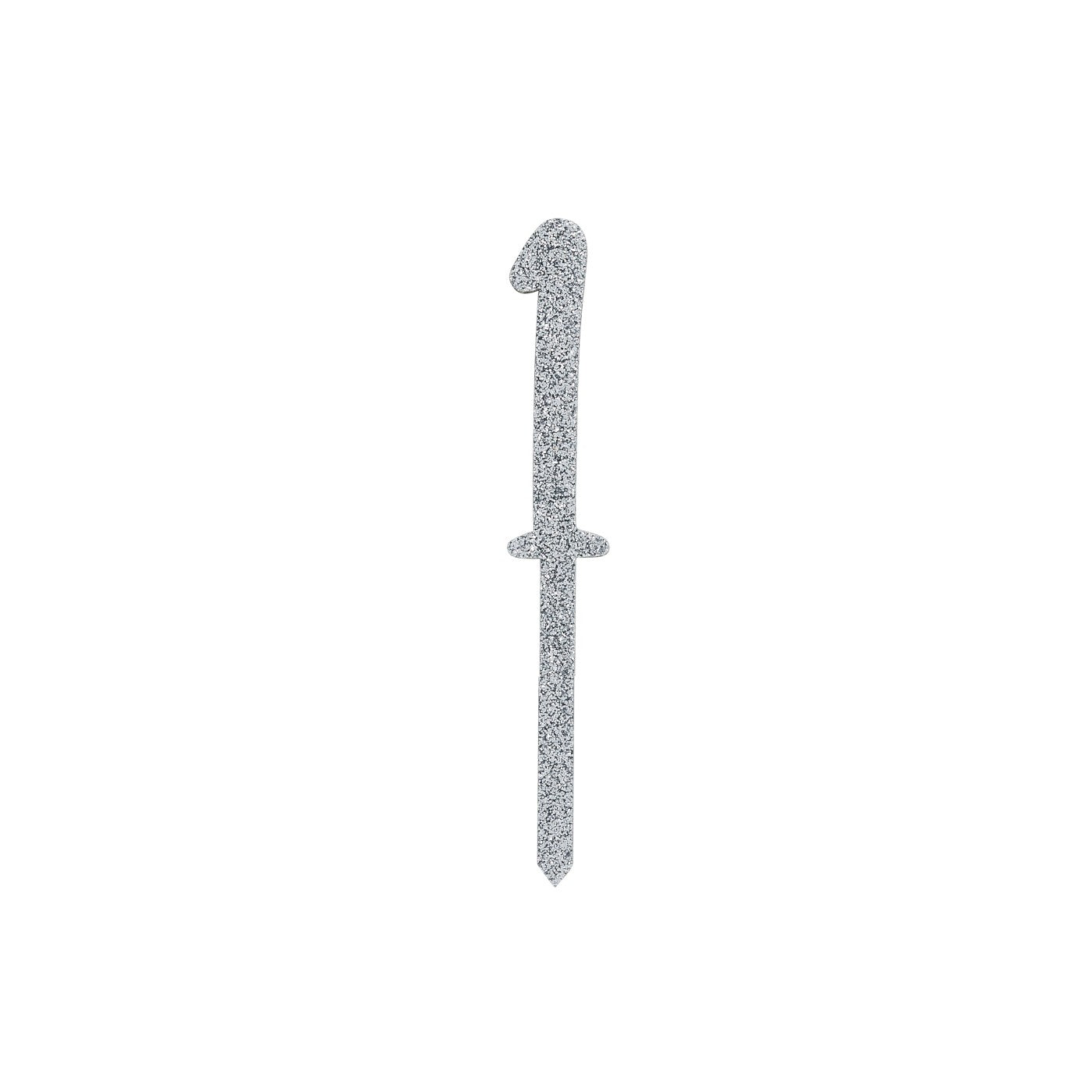 Silver Number '1' Glitter Acrylic Cake Topper