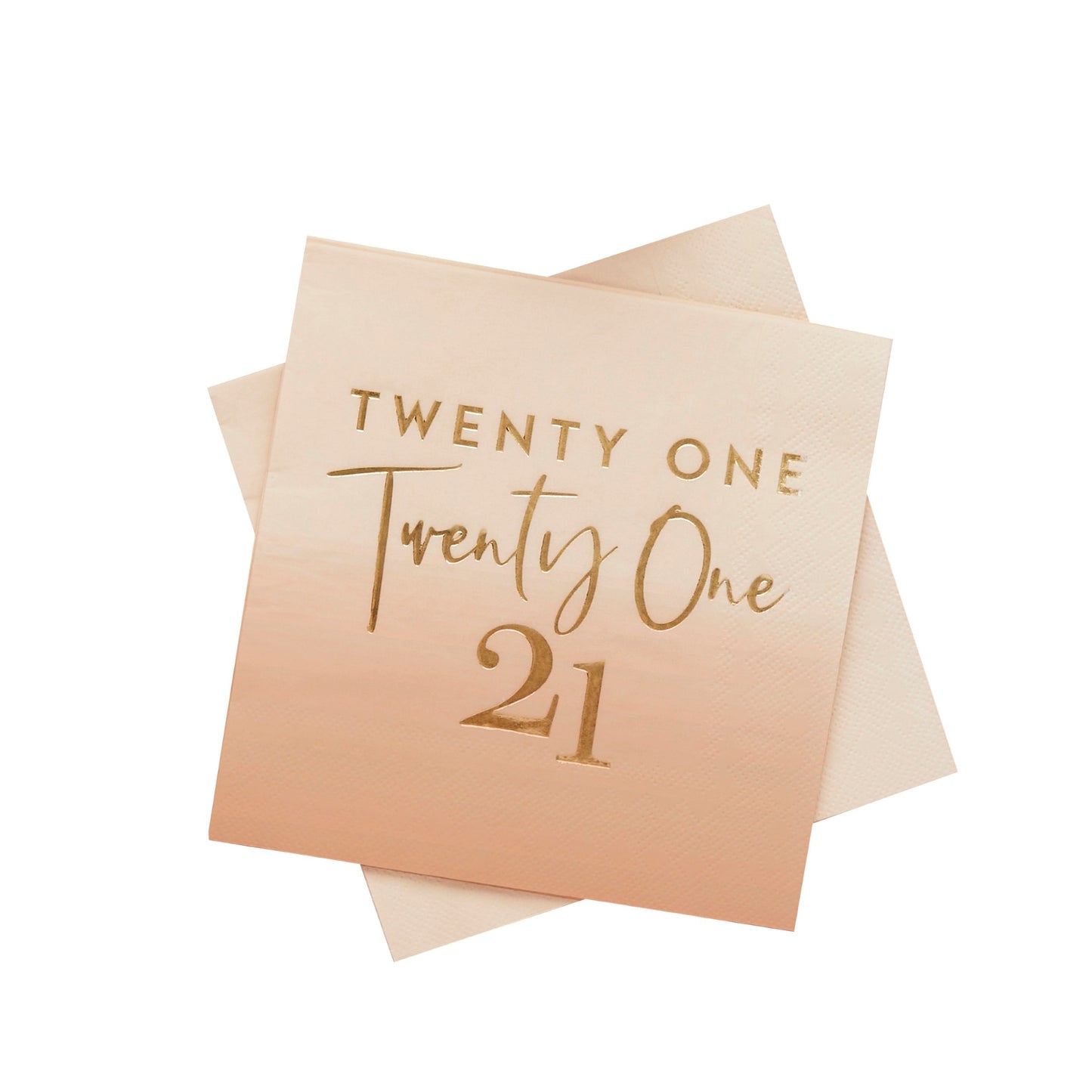 Gold Foiled 'Twenty One' Paper Napkins - Pack of 16