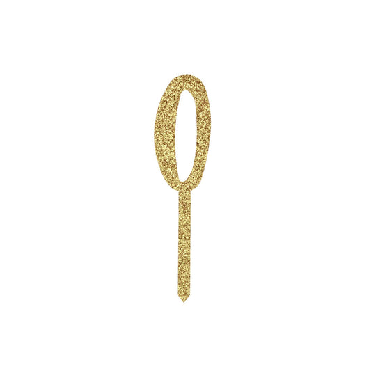 Gold Number '0' Glitter Acrylic Cake Topper