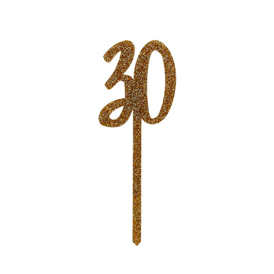 Gold Number '30' Glitter Acrylic Cake Topper