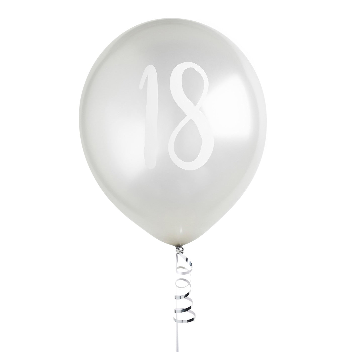 Silver Number '18' Latex 12" Balloons - Pack of 5