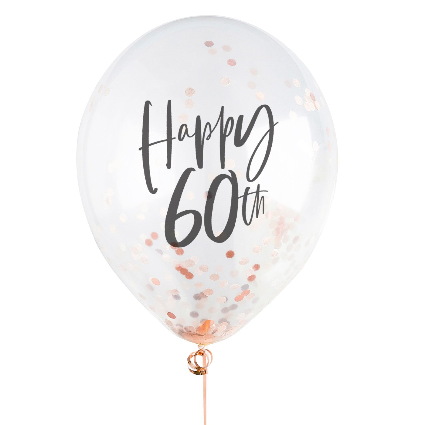 Rose Gold 'Happy 60th' Confetti 12" Latex Balloons - Pack of 5