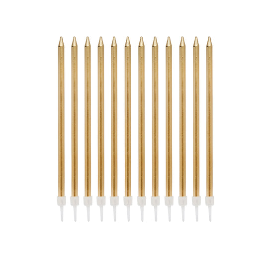Gold Tall Skinny Candles - Pack of 12