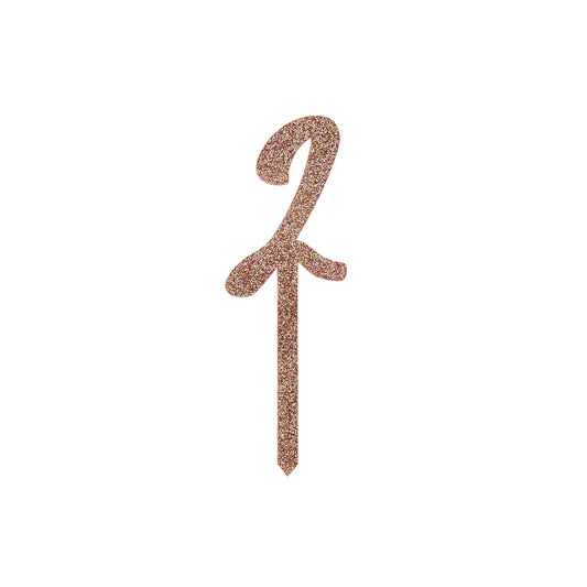 Rose Gold Number '2' Glitter Acrylic Cake Topper