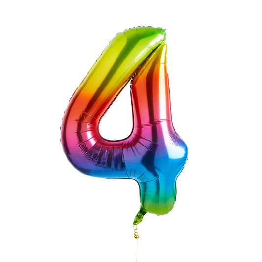 Rainbow Number '4' Foil 34" Balloon