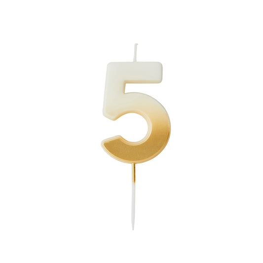 Gold Ombre Number '5' Candle