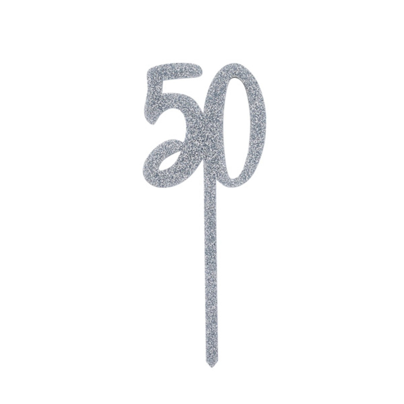 Silver Number '50' Glitter Acrylic Cake Topper