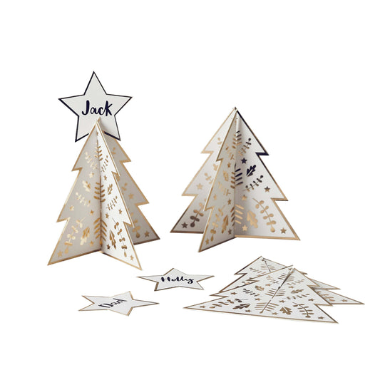 Gold Christmas Tree Table Place Cards - Pack of 10